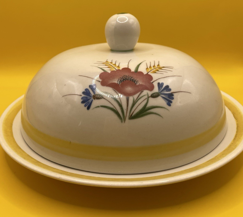 Vintage Arabia of Finland Cheese/Food Dish Flower Design